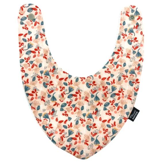 Bavoir Bandana Rose Pâle Imprimé Feuilles