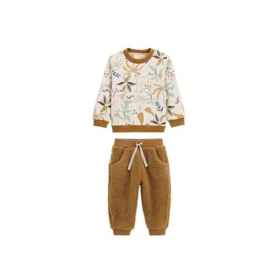 Ensemble Bébé Sweat-shirt En Molleton Et Pantalon En Sherpa Lamascotte – Petit Beguin – Garçon – Ecru – Blanc Blanc
