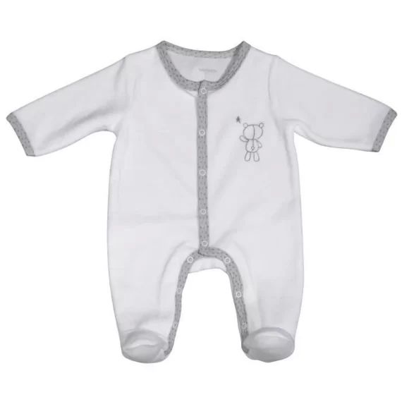 Pyjama bébé en velours à   manches longues blanc