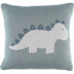 Coussin carré en tricot bio Ops le tricératops TSO (36 x 36 cm)