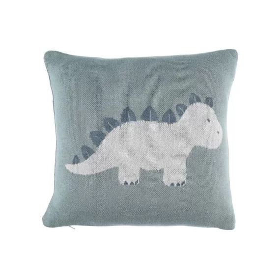 Coussin carré en tricot bio Ops le tricératops TSO (36 x 36 cm)