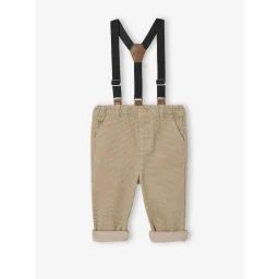 Pantalon bébé en velours avec bretelles amovibles beige