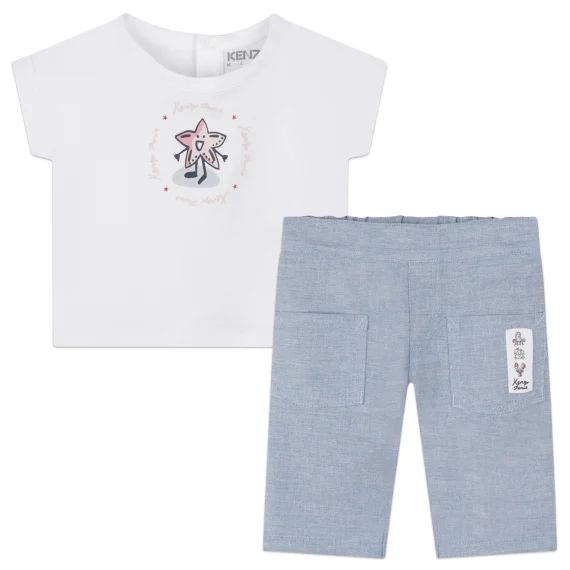 Ensemble pantalon et T-shirt Fille Blanc