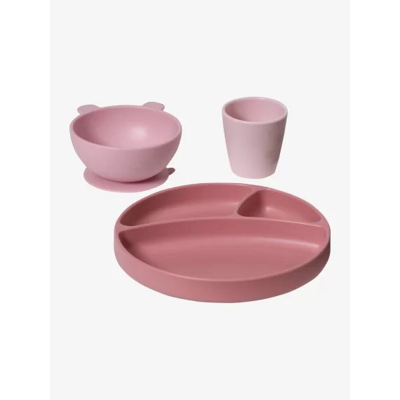 Coffret repas en silicone set vieux rose