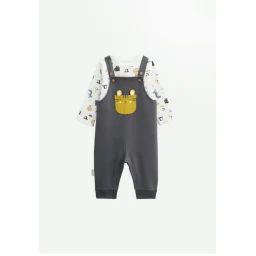Ensemble Salopette Bébé Et T-shirt Little Funny Gris