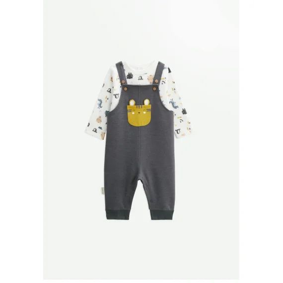 Ensemble Salopette Bébé Et T-shirt Little Funny Gris