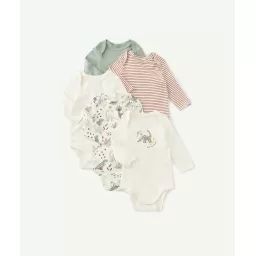 Lot de 5 bodies bébé en coton bio imprimé dinosaures –  – Soldes