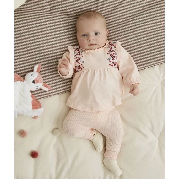 Legging côtelé rose bébé fille –  – Soldes