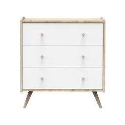 Commode 3 tiroirs Access Blanc Bois marron