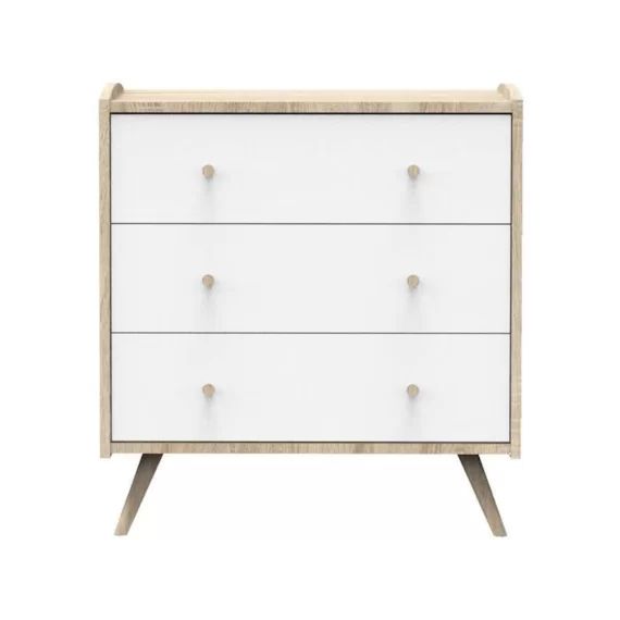 Commode 3 tiroirs Access Blanc Bois marron