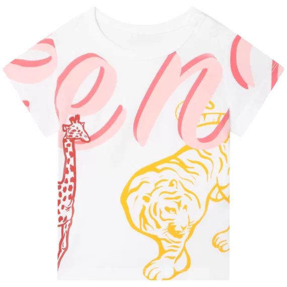 T-shirt col rond imprimé Fille Blanc