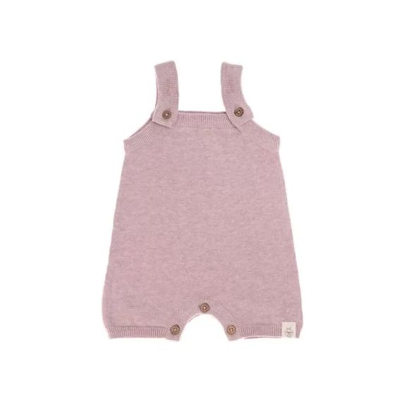 Combishort tricotée en coton bio GOTS rose (0-2 mois)