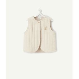 Cardigan bébé fille sans manches et rembourré beige –  – Soldes
