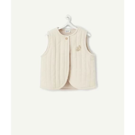 Cardigan bébé fille sans manches et rembourré beige –  – Soldes