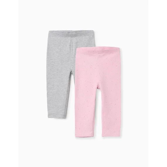Pack 2 Leggings Floral/uni Rose
