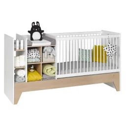 Lit Bébé Évolutif Combiné Ecrin Blanc & Bois