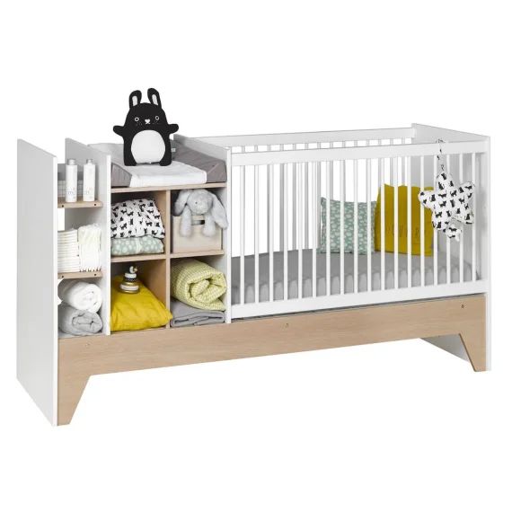 Lit Bébé Évolutif Combiné Ecrin Blanc & Bois