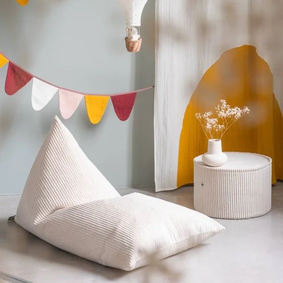 Pouf Enfant Velours Côtelé Big Lounger Marshmallow