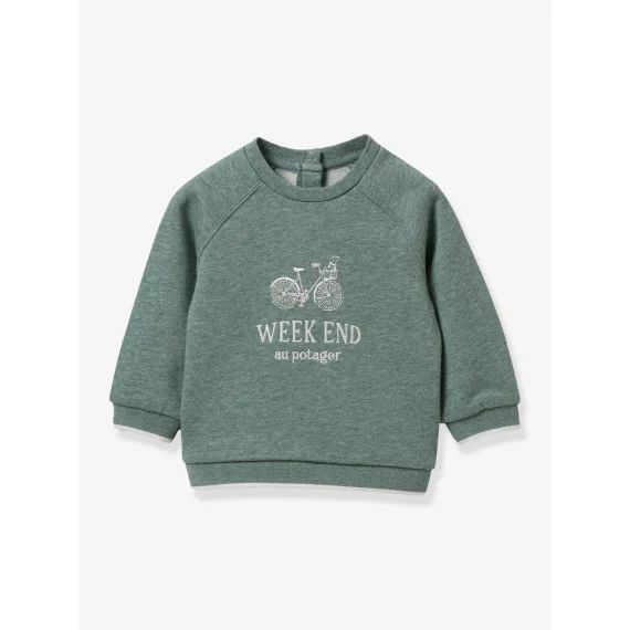 Sweat Brodé Bébé – Coton Bio – Cyrillus Vert D&rsquo;eau