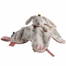 Doudou attache sucette à étiquette lapin Lina & Joy