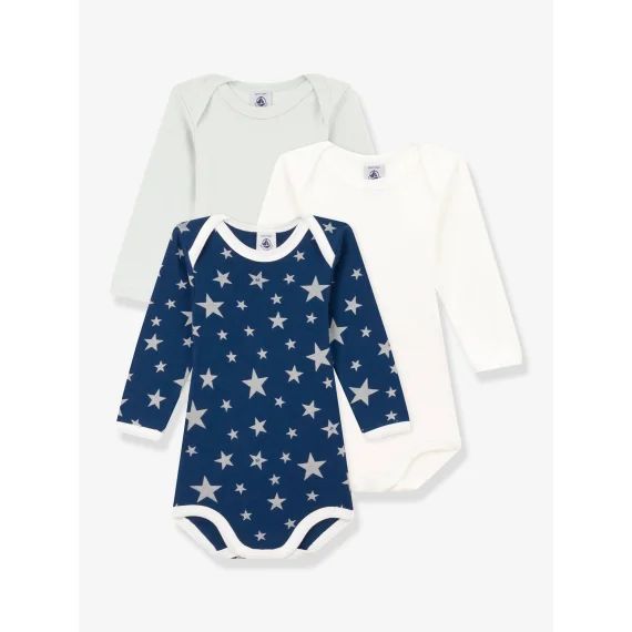 Lot de 3 bodies manches longues étoiles phosphorescentes PETIT BATEAU blanc