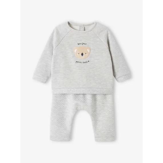 Ensemble bébé sweat et pantalon gris chiné