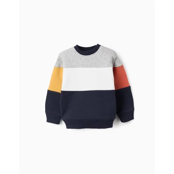 Sweat En Coton Avec Colourblock Gris