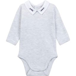 Body en coton brodé Garçon Gris
