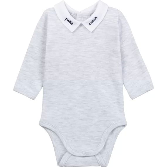 Body en coton brodé Garçon Gris