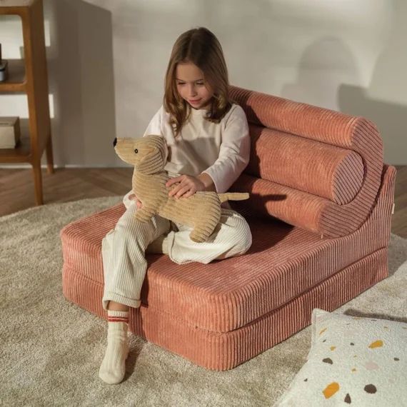 Pouf Enfant Velours Côtelé Flipster Pink Mousse
