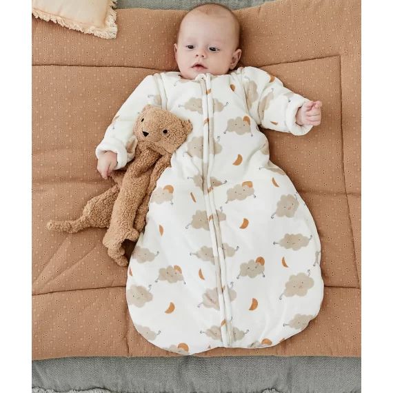 Gigoteuse bébé en velours et rembourrage recyclé imprimé nuage et lune