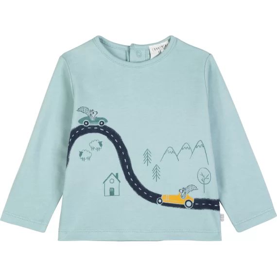 T-shirt manches longues coton Garçon Vert