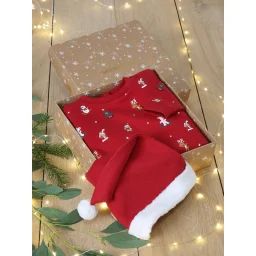 Coffret de Noël sweat + bonnet bébé rouge
