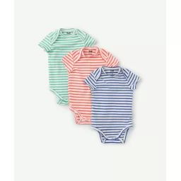 Lot de 3 body manches courtes bébé marinière