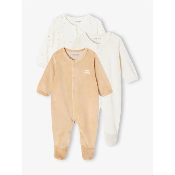 Lot de 3 dors-bien en velours ouverture naissance bébé lot jaune d&rsquo;or