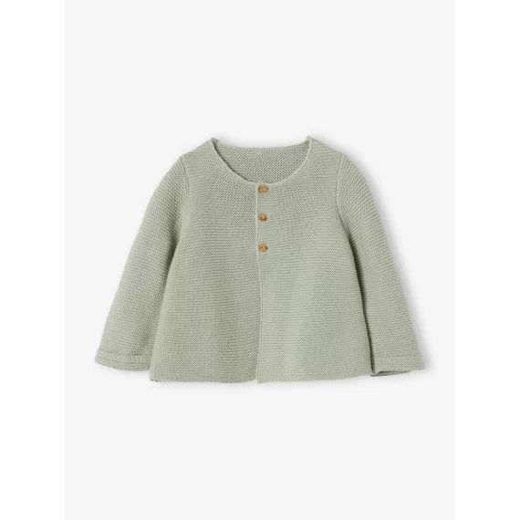 Cardigan en coton bébé fine jauge BASICS vert d&rsquo;eau