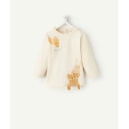 T-shirt bébé en coton biologique écru avec animaux –  – Soldes