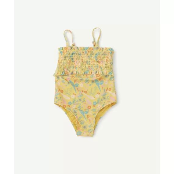 Le maillot de bain 1 pièce jaune fleuri en fibres recyclées –  – Soldes