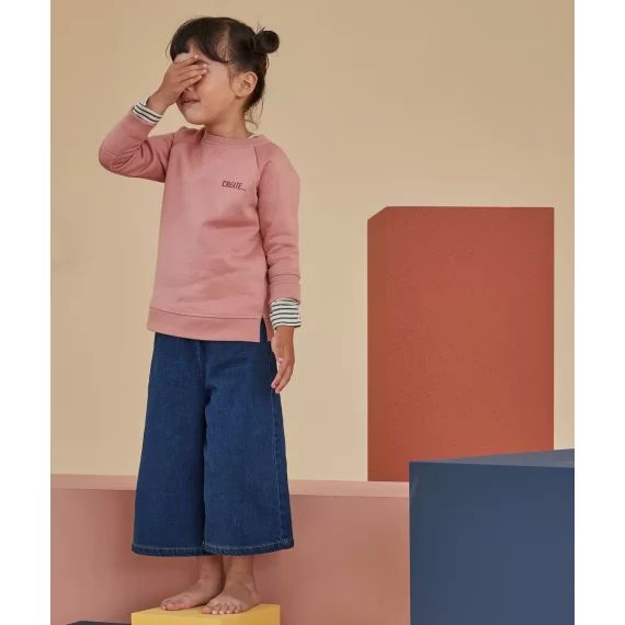 La jupe culotte évolutive denim en coton et chanvre –  – Soldes