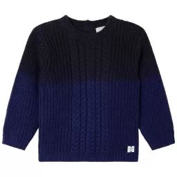 Pull torsadé en coton Garçon Bleu