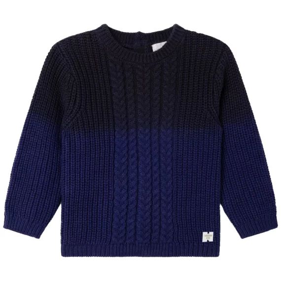 Pull torsadé en coton Garçon Bleu