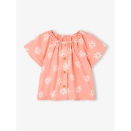 Blouse fleurie bébé pêche