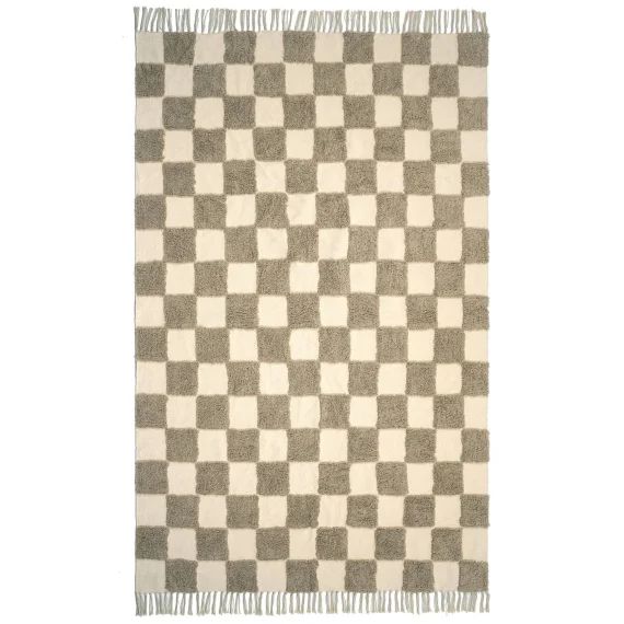 Tapis Enfant À Carreaux 100% Coton Mael Marron