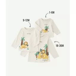 T-shirt évolutif à manches longues bébé garçon en coton écru –  – Soldes