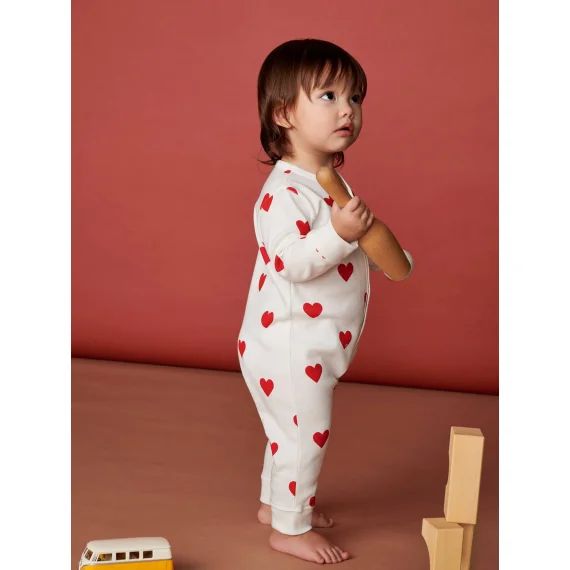Dors-bien coeurs bébé en coton bio PETIT BATEAU blanc imprimer coeur