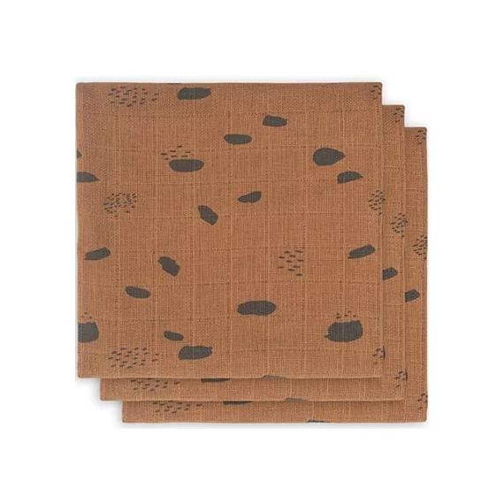 Lot de 3 langes hydrophiles Spot caramel (70 x 70 cm)
