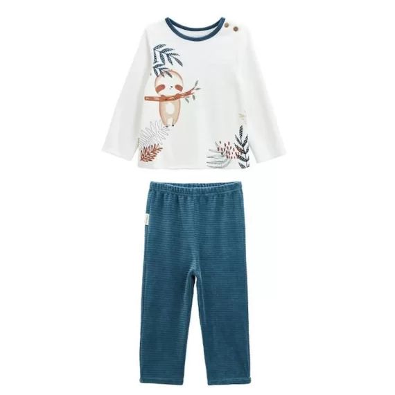 Pyjama bébé 2 pièces en velours Marceau bleu
