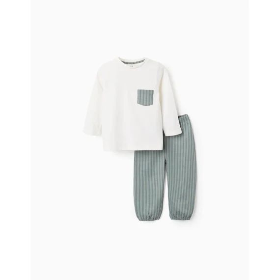 Pyjama En Jersey De Coton À Rayures Blanc