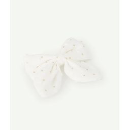 Barrette bébé fille avec noeud blanc et pois couleur dorée –  – Soldes