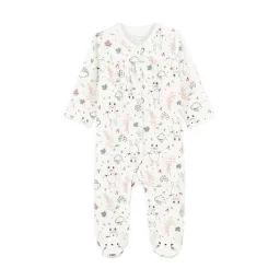 Pyjama Bébé En Velours Happy Bunny Blanc